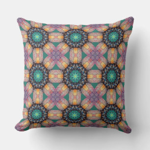Abstract Geometric Octagonal Star Circle Pattern Outdoor Pillow