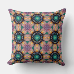 Abstract Geometric Octagonal Star Circle Pattern Throw Pillow