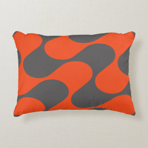 Abstract Geometric Orange and Gray Pattern Accent Pillow
