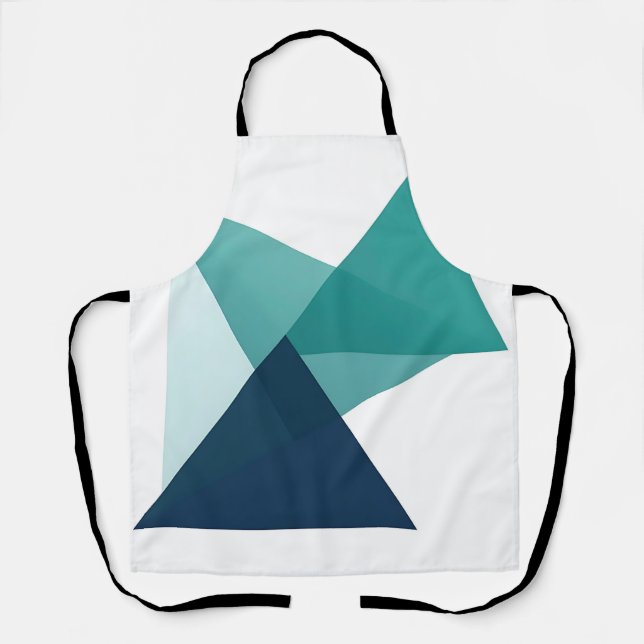 Abstract Geometric Origami Teal Blue Apron (Front)