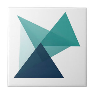 Abstract Geometric Origami Teal Blue Tile