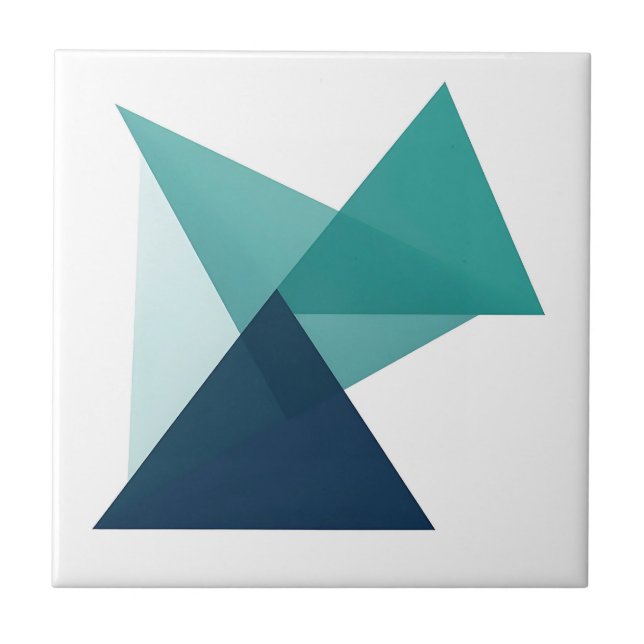 Abstract Geometric Origami Teal Blue Tile (Front)