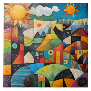 Abstract Geometric Painting Tile