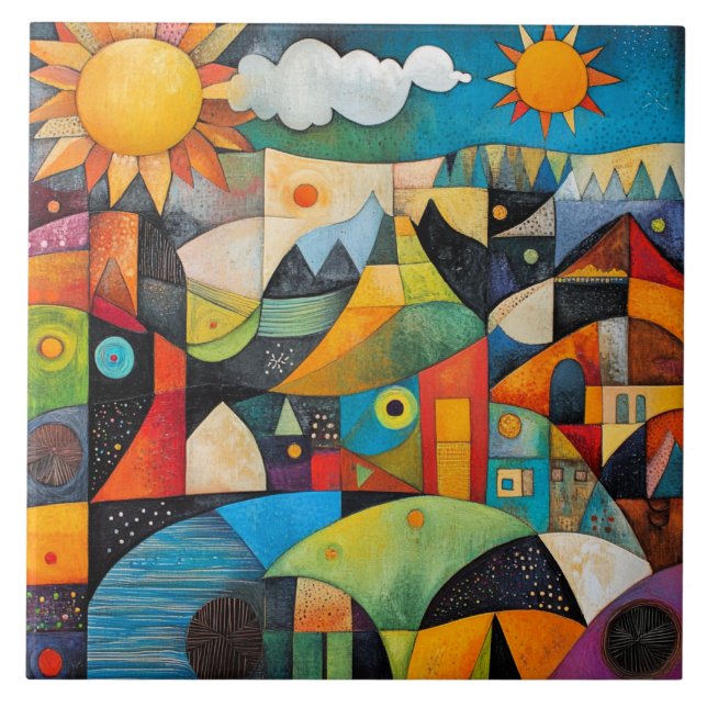 Abstract Geometric Painting Tile (Front)