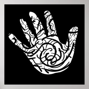 abstract geometric palm hand poster