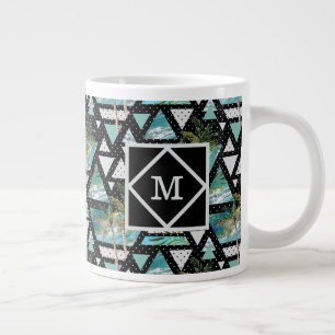 Abstract Geometric Palms & Waves Pattern Large Coffee Mug