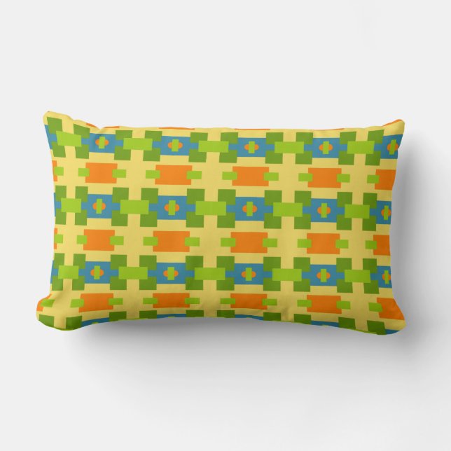 Abstract Geometric Pastel Pattern with Squares Lumbar Pillow (Front)