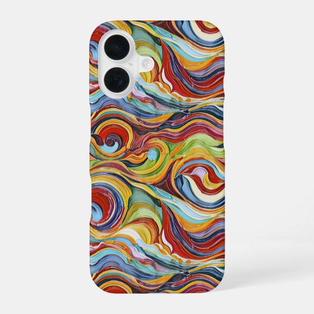 Abstract geometric pattern 39 with wavy lines iPhone 16 case (Back)