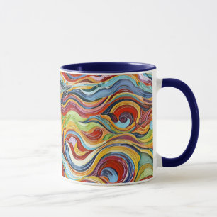 Abstract geometric pattern 39 with wavy lines mug