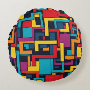 Abstract Geometric Pattern Abstract Modern  Round Pillow
