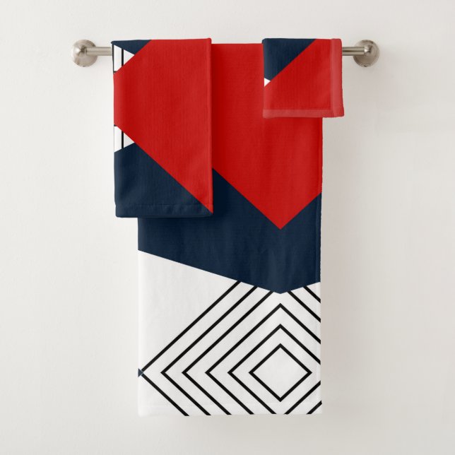 Abstract geometric pattern bath towel set (Insitu)