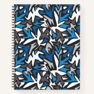 abstract, geometric, pattern, black and blue throw notebook