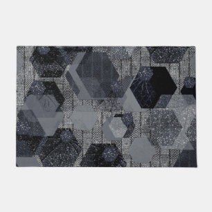 Abstract geometric pattern, black and grey .  doormat