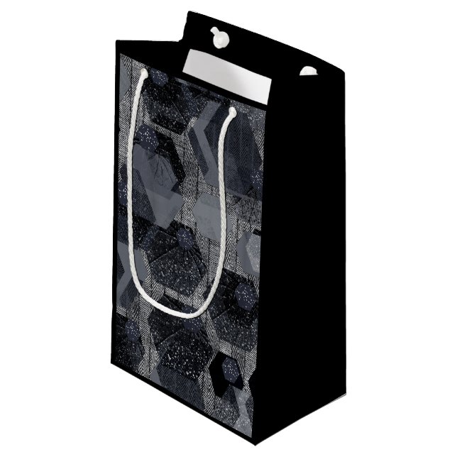 Abstract geometric pattern, black and grey .  small gift bag (Front Angled)