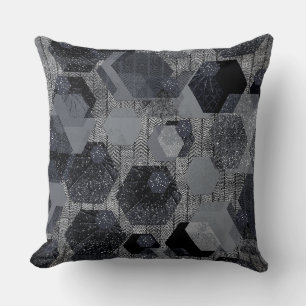 Abstract geometric pattern, black and grey . throw pillow