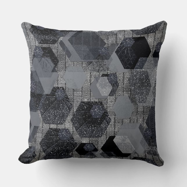 Abstract geometric pattern, black and grey . throw pillow (Front)