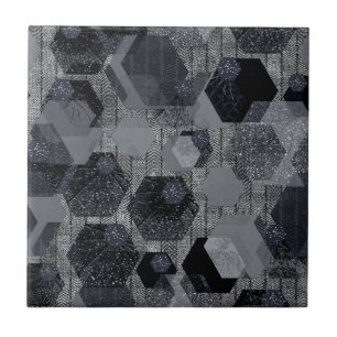 Abstract geometric pattern, black and grey . tile