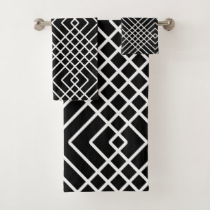 Abstract geometric pattern - black and white. bath towel set