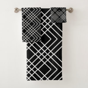 Abstract geometric pattern - black and white. bath towel set