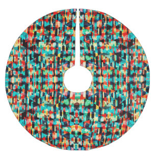 Abstract geometric pattern brushed polyester tree skirt