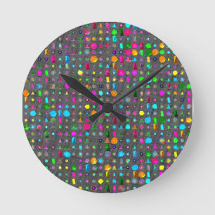 Abstract Geometric Pattern Canvas  Round Clock
