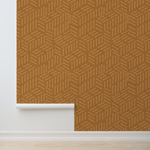 Abstract Geometric Pattern Caramel Brown Wallpaper