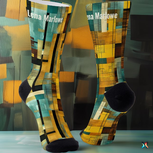 Abstract Geometric Pattern – Custom Modern Art  Socks (Creator Uploaded)