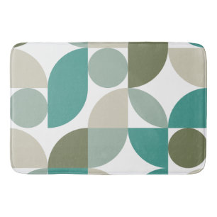 Abstract Geometric Pattern Green Teal Bath Mat