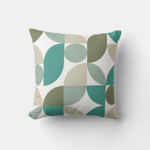 Abstract Geometric Pattern Green Teal Throw Pillow