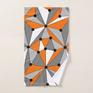 Abstract geometric pattern - grey and orange. hand towel