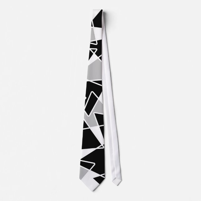 Abstract geometric pattern - grey and white. tie (Front)
