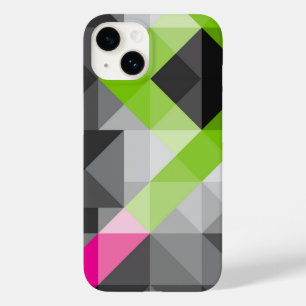 Abstract geometric pattern Grey pink green colours Case-Mate iPhone 14 Case