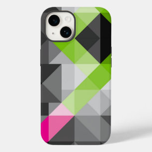 Abstract geometric pattern Grey pink green colours iPhone 14 Case