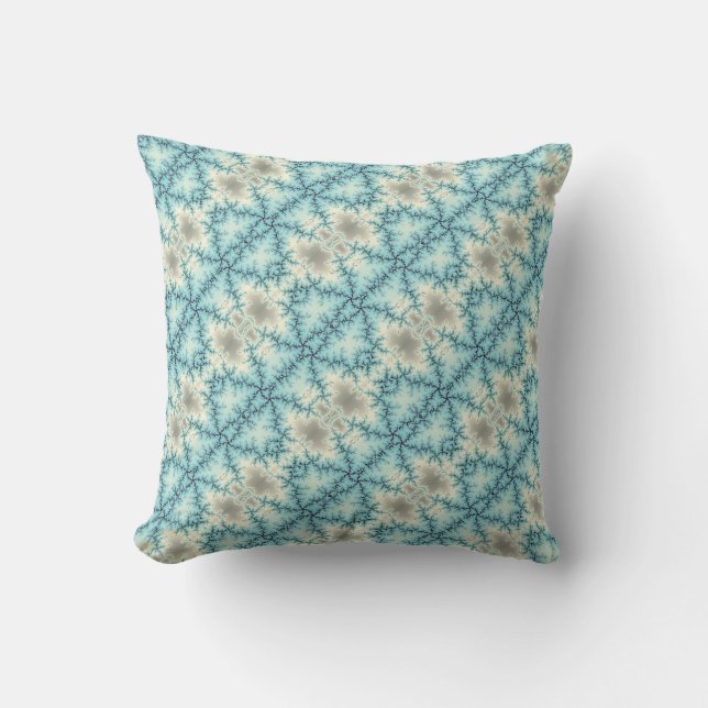 Abstract geometric pattern in blue and grey throw pillow (Front)
