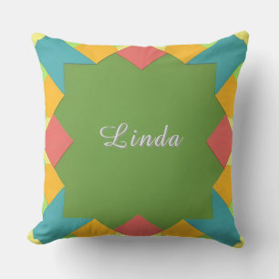 Abstract Geometric Pattern in Bold Colours Throw Pillow
