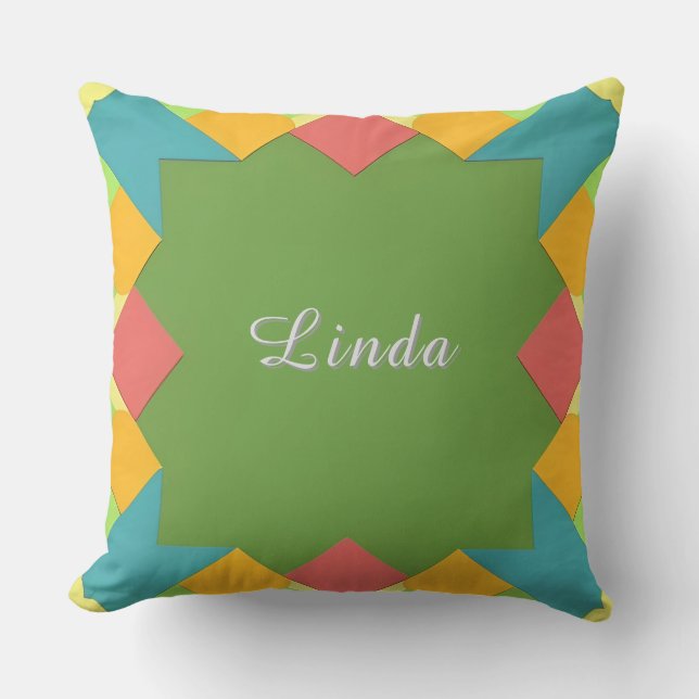 Abstract Geometric Pattern in Bold Colours Throw Pillow (Front)