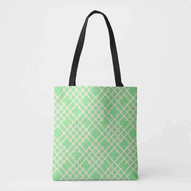 Abstract Geometric Pattern in Light Green Tote Bag (Front)