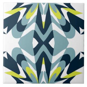 Abstract Geometric Pattern in Navy, Teal, and Lime Tile