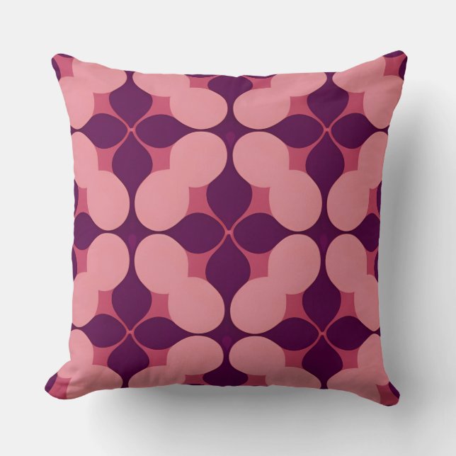 Abstract Geometric Pattern in Pink and Purple Tone Throw Pillow (Front)