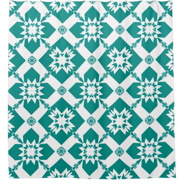 Abstract Geometric Pattern in White and Green (Front)