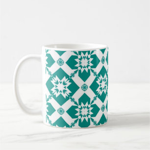 Abstract Geometric Pattern in White and Green Coffee Mug