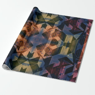Abstract geometric pattern is a brownish flower wrapping paper