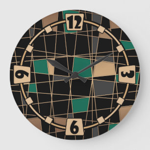 Abstract geometric pattern large clock
