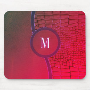 Abstract Geometric Pattern leather dark red  Mouse Pad