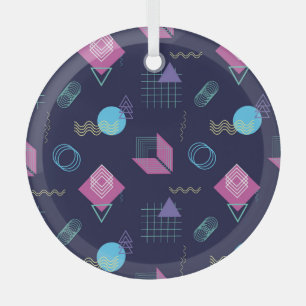 Abstract geometric pattern, line shapes. glass ornament