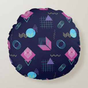 Abstract geometric pattern, line shapes. round pillow