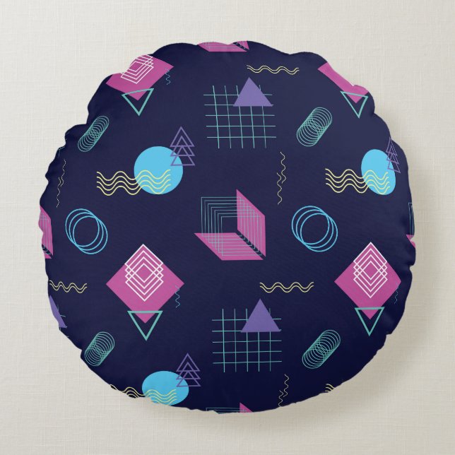 Abstract geometric pattern, line shapes. round pillow (Front)