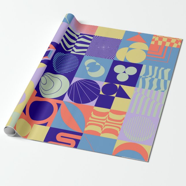 Abstract geometric pattern made with simple shapes wrapping paper (Unrolled)