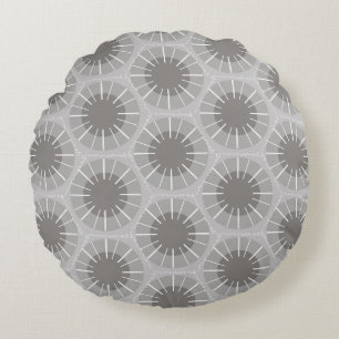 Abstract Geometric Pattern Michigan Petoskey Stone Round Pillow