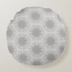 Abstract Geometric Pattern Michigan Petoskey Stone Round Pillow